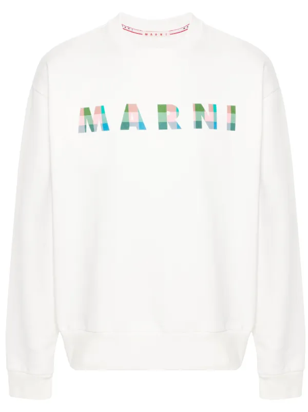 Marni Logo-print Cotton Sweatshirt in Neutrals