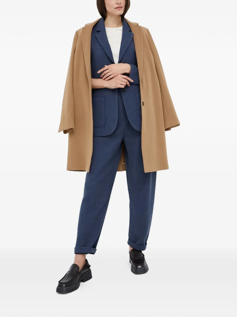 Emporio Armani Plooibroek met omgeslagen pijpen Blauw