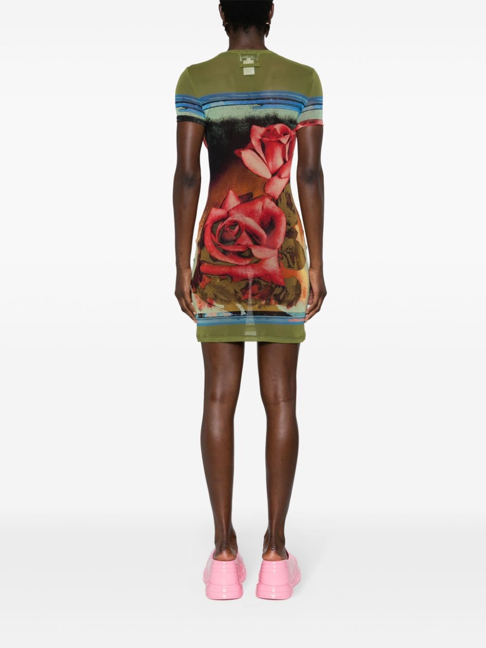 Jean Paul Gaultier Mini-jurk met roosprint Rood