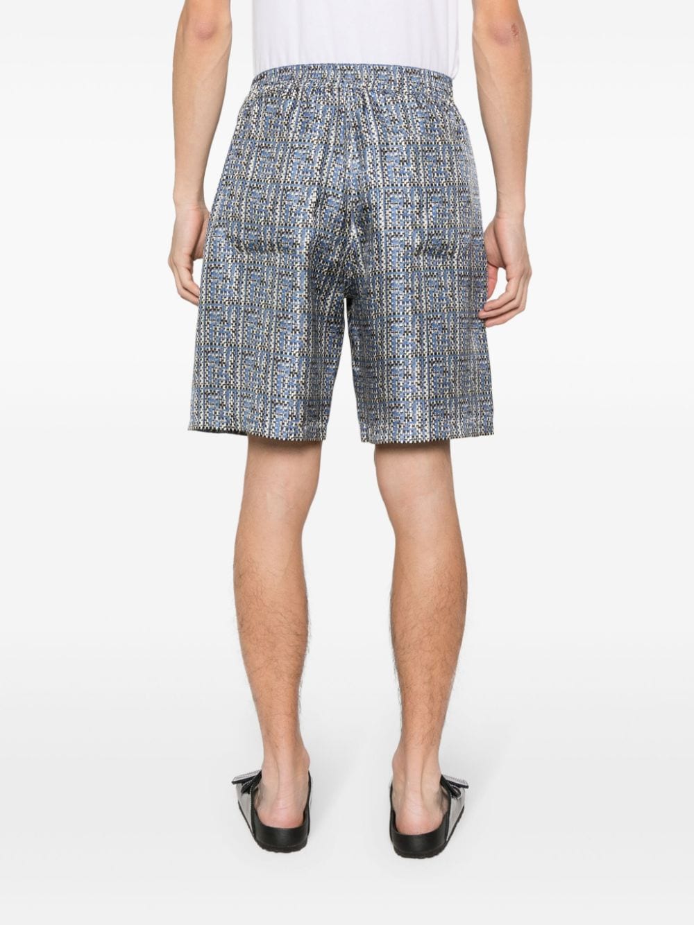 FENDI Zijden shorts met FF-print Blauw