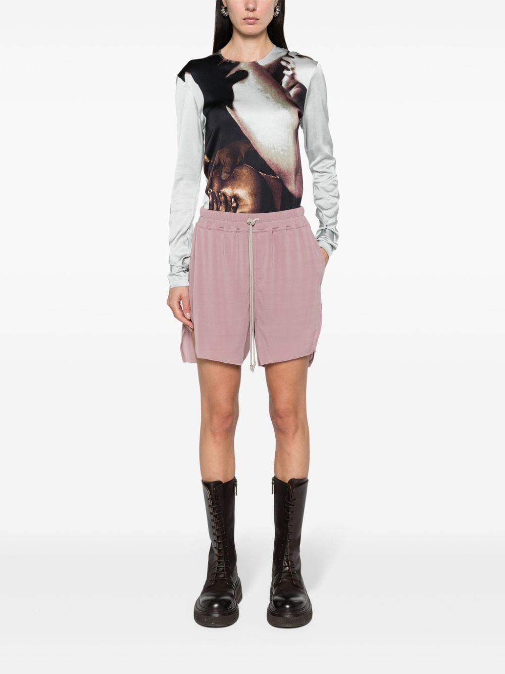 Rick Owens High-waist Track Shorts In Pink