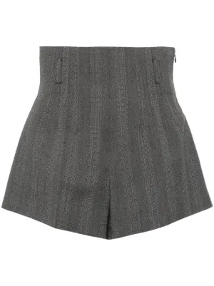 ショートパンツ PRADA Women Shorts  Burmudas P272HSOOO14WQF0241 BROWN Prada Mouliné Wool Shorts | Brown | FARFETCH