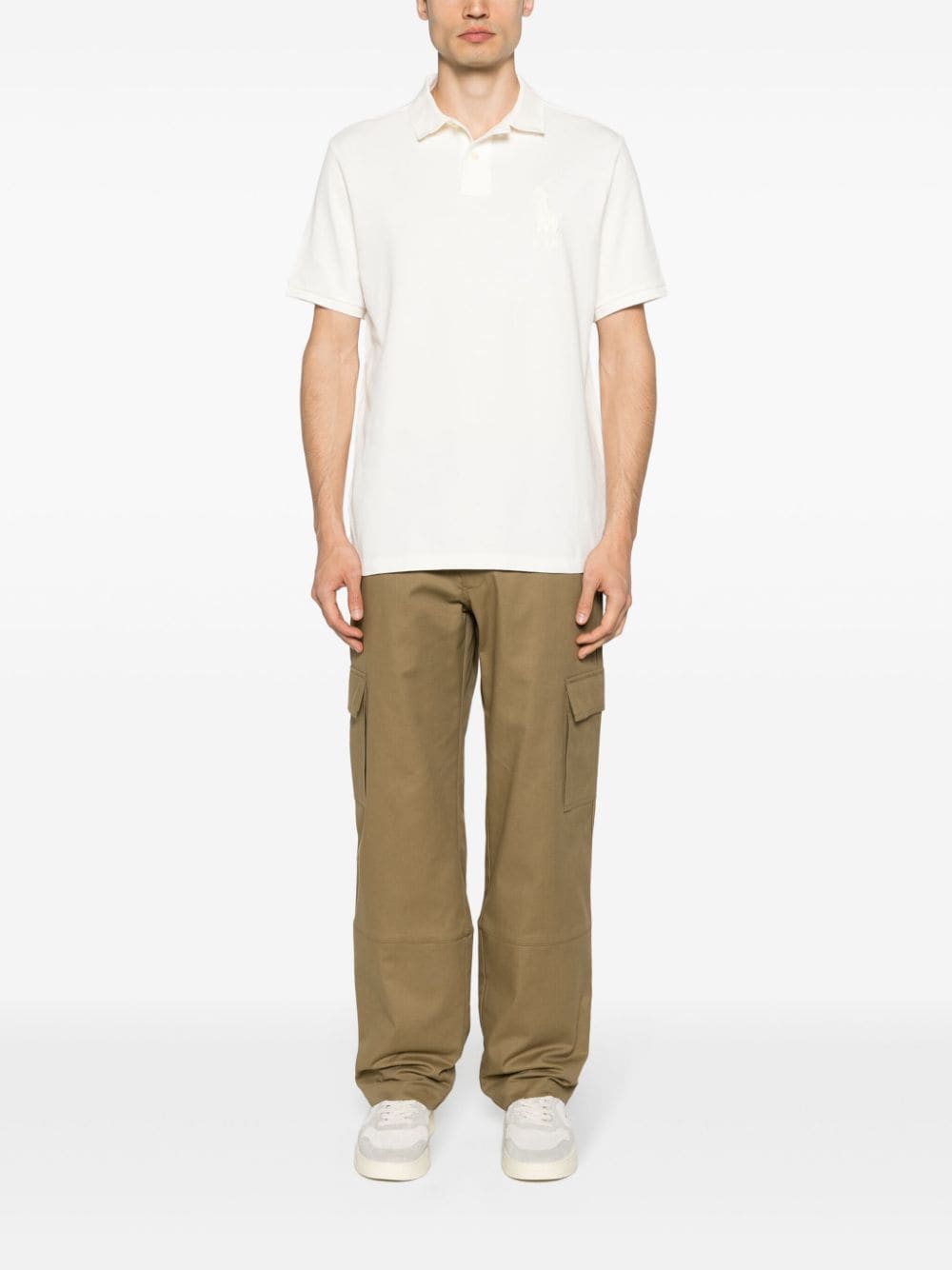 Shop Polo Ralph Lauren Polo Pony-embroidered Polo Shirt In Neutrals
