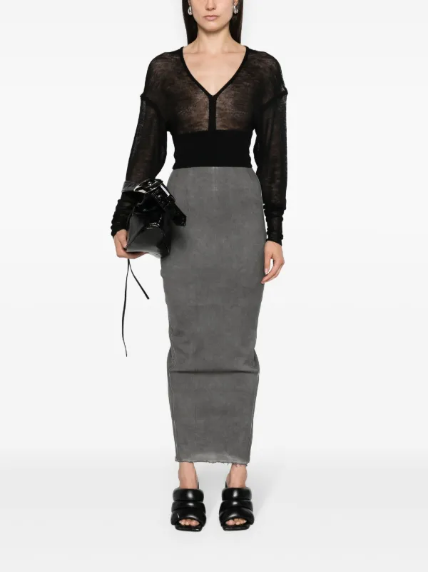 スカート Rick Owens \"Dirt Pillar\" skirt Dirt Pillar leather maxi skirt in grey - Rick Owens | Mytheresa