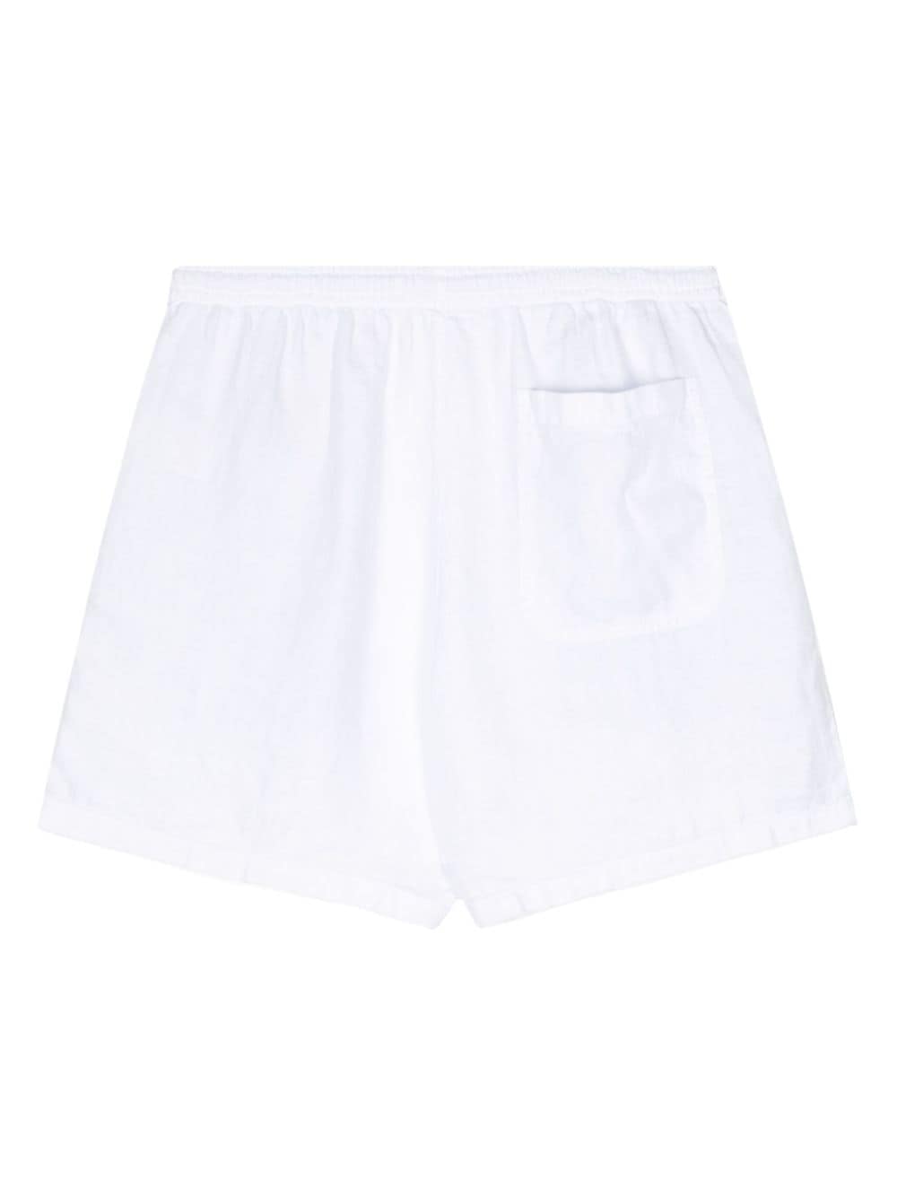 Shop Aspesi Elasticated-waist Linen Shorts In 白色