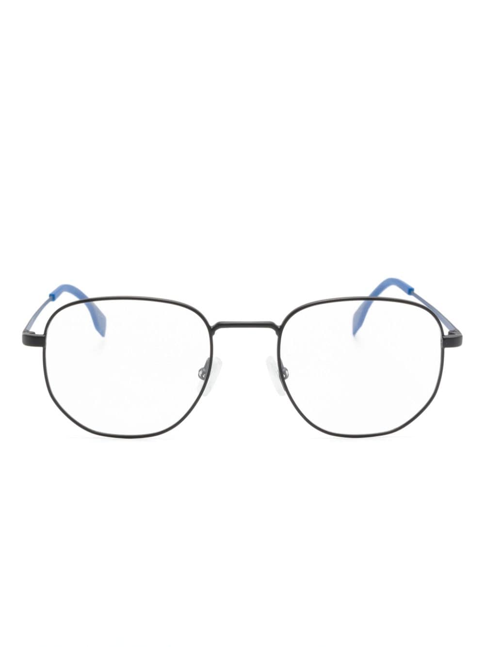 Hugo Boss Colourblock Geometric-frame Glasses In Black