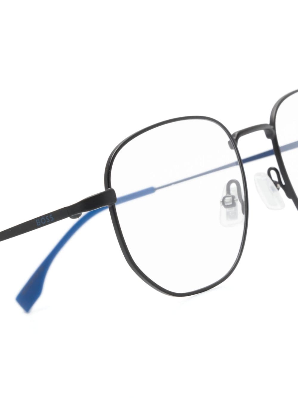 Shop Hugo Boss Colourblock Geometric-frame Glasses In Schwarz