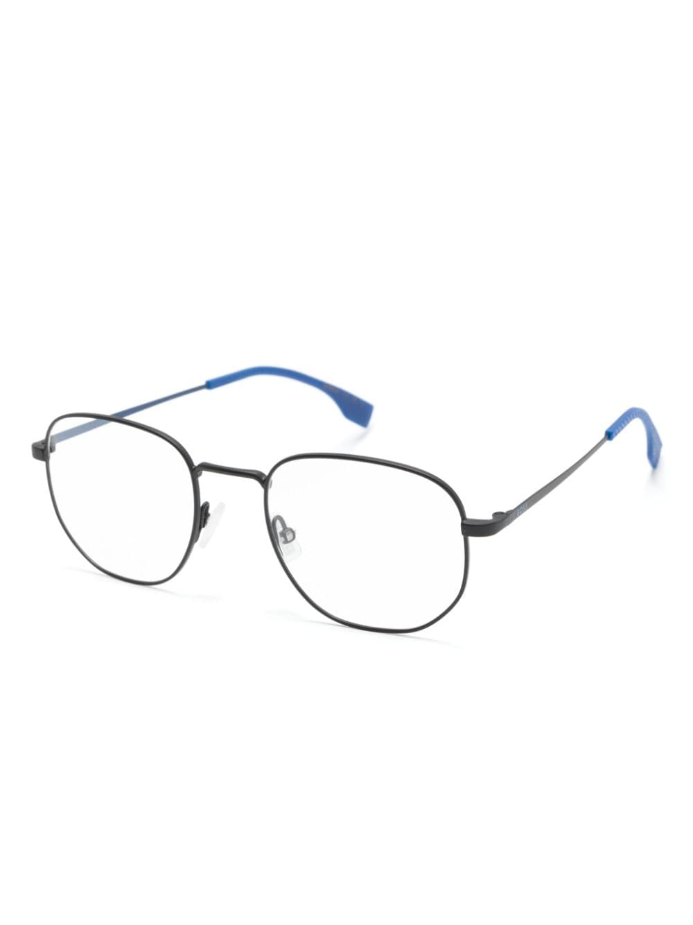 Shop Hugo Boss Colourblock Geometric-frame Glasses In Schwarz