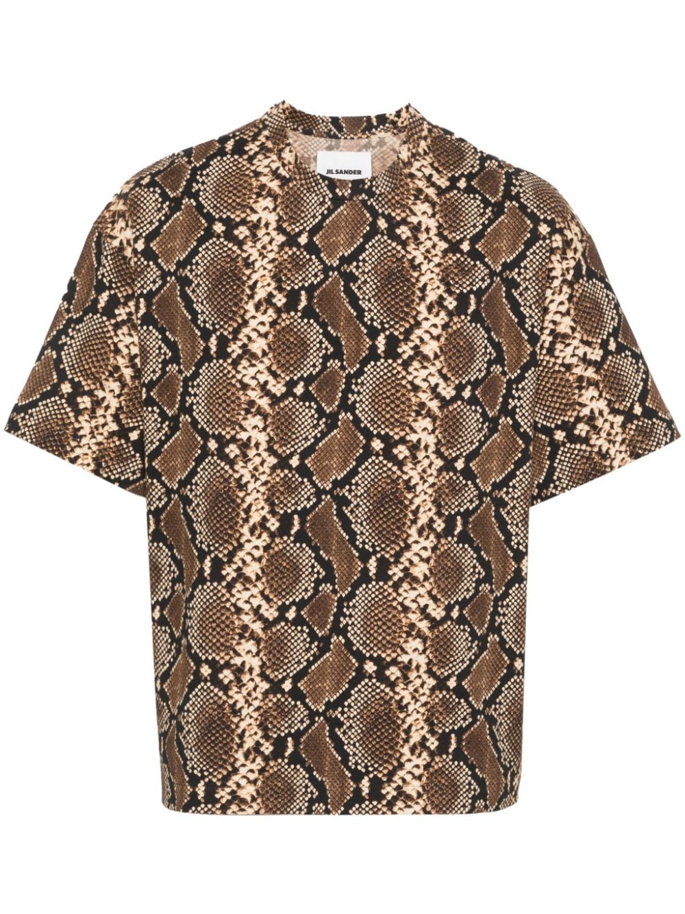Jil Sander Snake-print Cotton T-shirt In Nutmeg