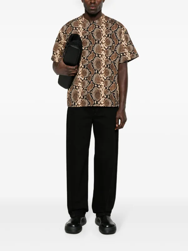 Jil Sander snake-print Cotton T-shirt | Brown | FARFETCH