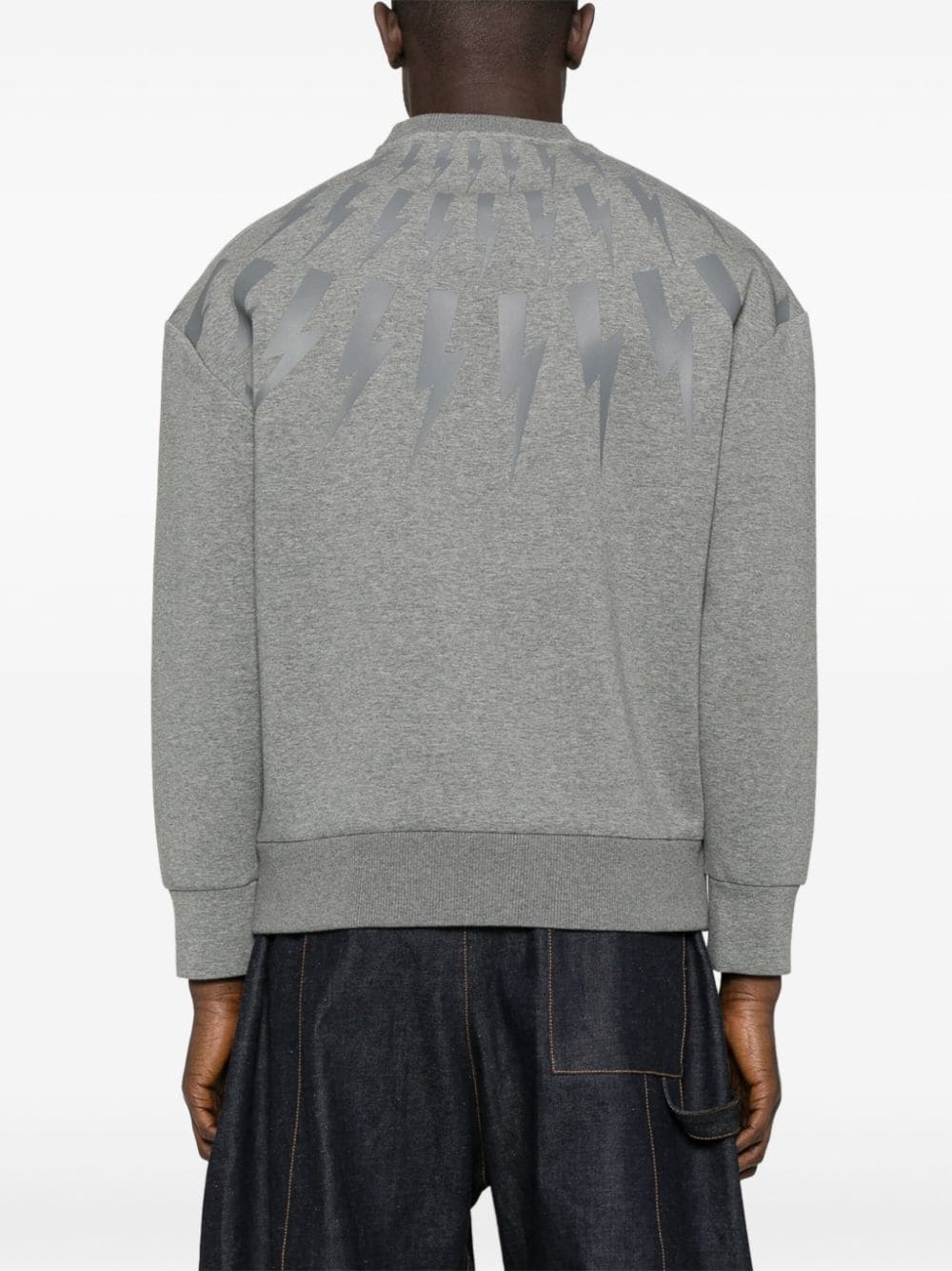 Shop Neil Barrett Thunderbolt Scuba Jersey Sweatshirt In Grey