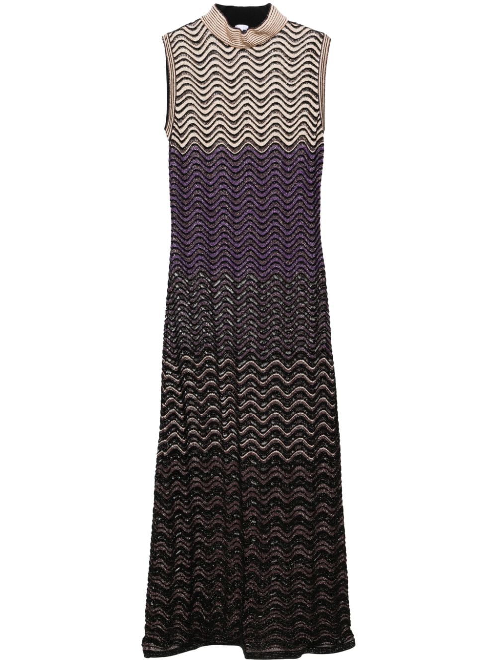 Pre-owned Missoni 2000s Zigzag Knitted Dress In Black