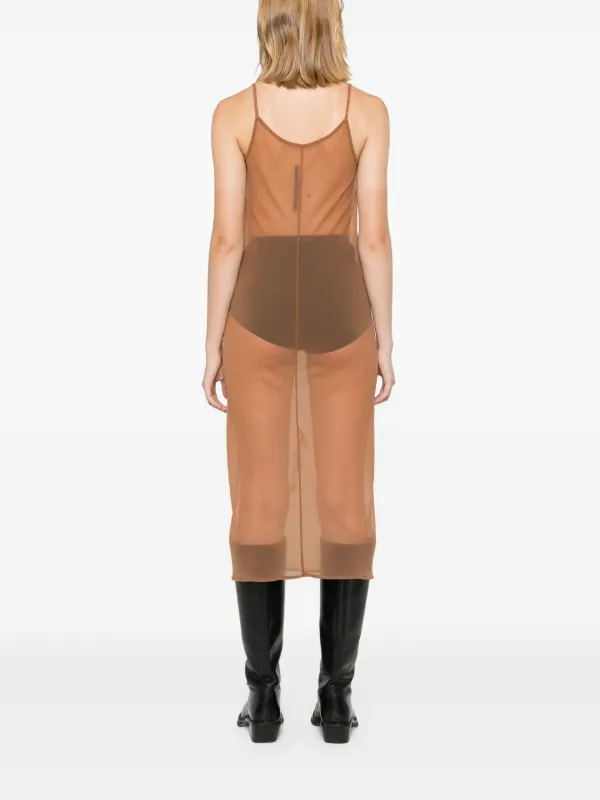 Rick Owens Lilies semi-sheer Midi Dress | Brown | FARFETCH JO