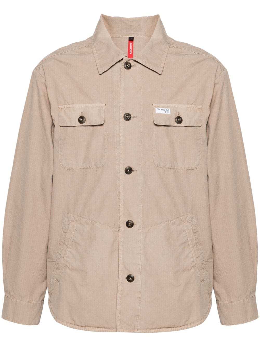 Fay Ripstop Cotton Shirt Jacket In Neutral