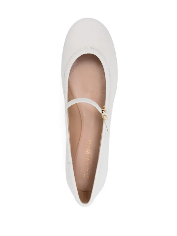 Gianvito Rossi round-toe Leather Ballerina Shoes | White