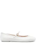 Gianvito Rossi round-toe leather ballerina shoes - White