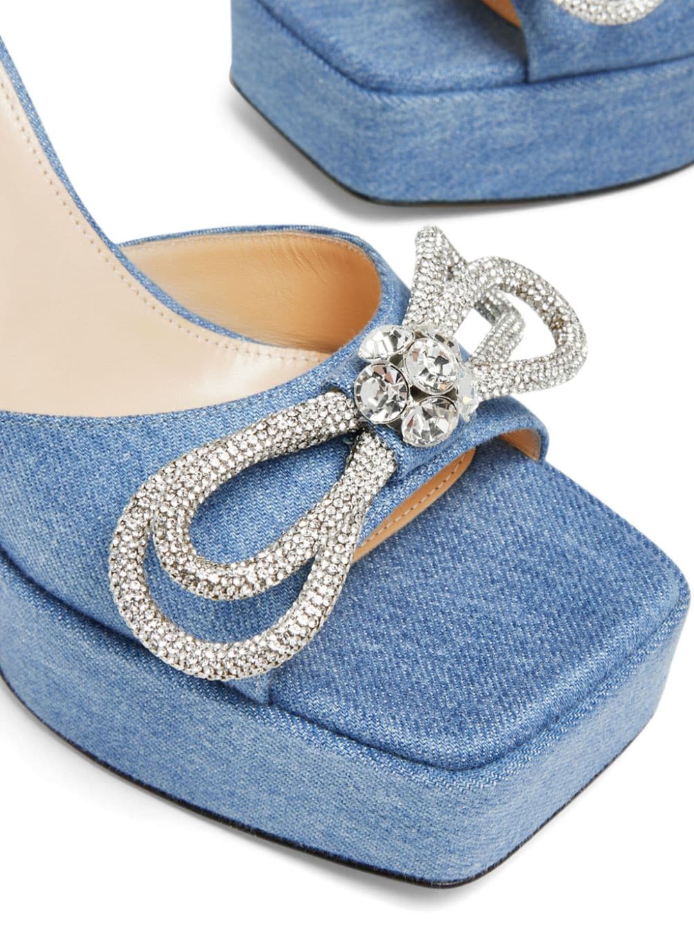 Shop Mach & Mach Double Bow Platform Mules In Blue