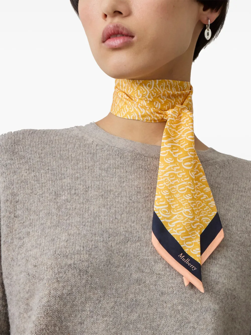 Mulberry Sjaal met logoprint - Geel