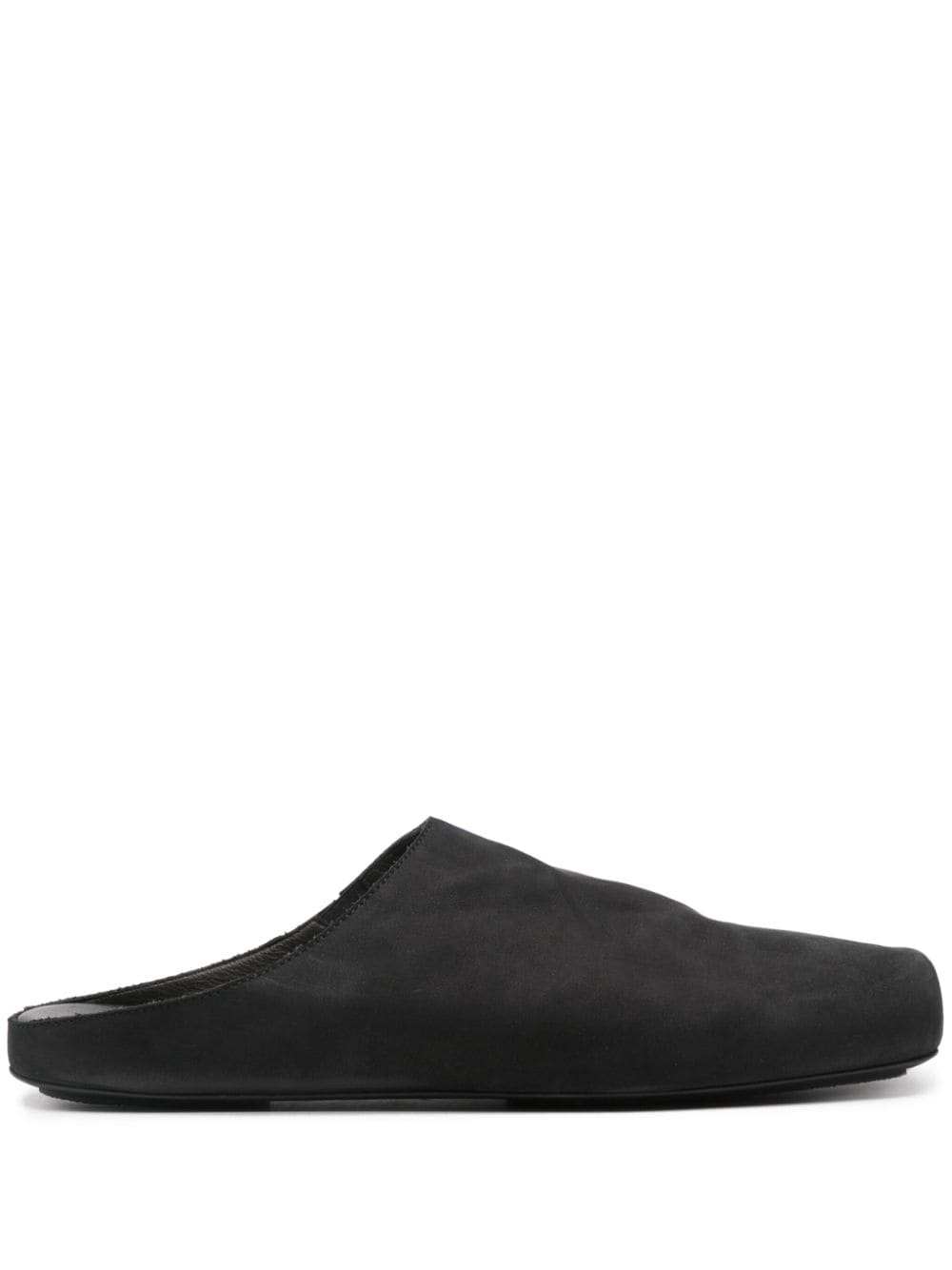 Uma Wang Square-toe Leather Slippers In Black