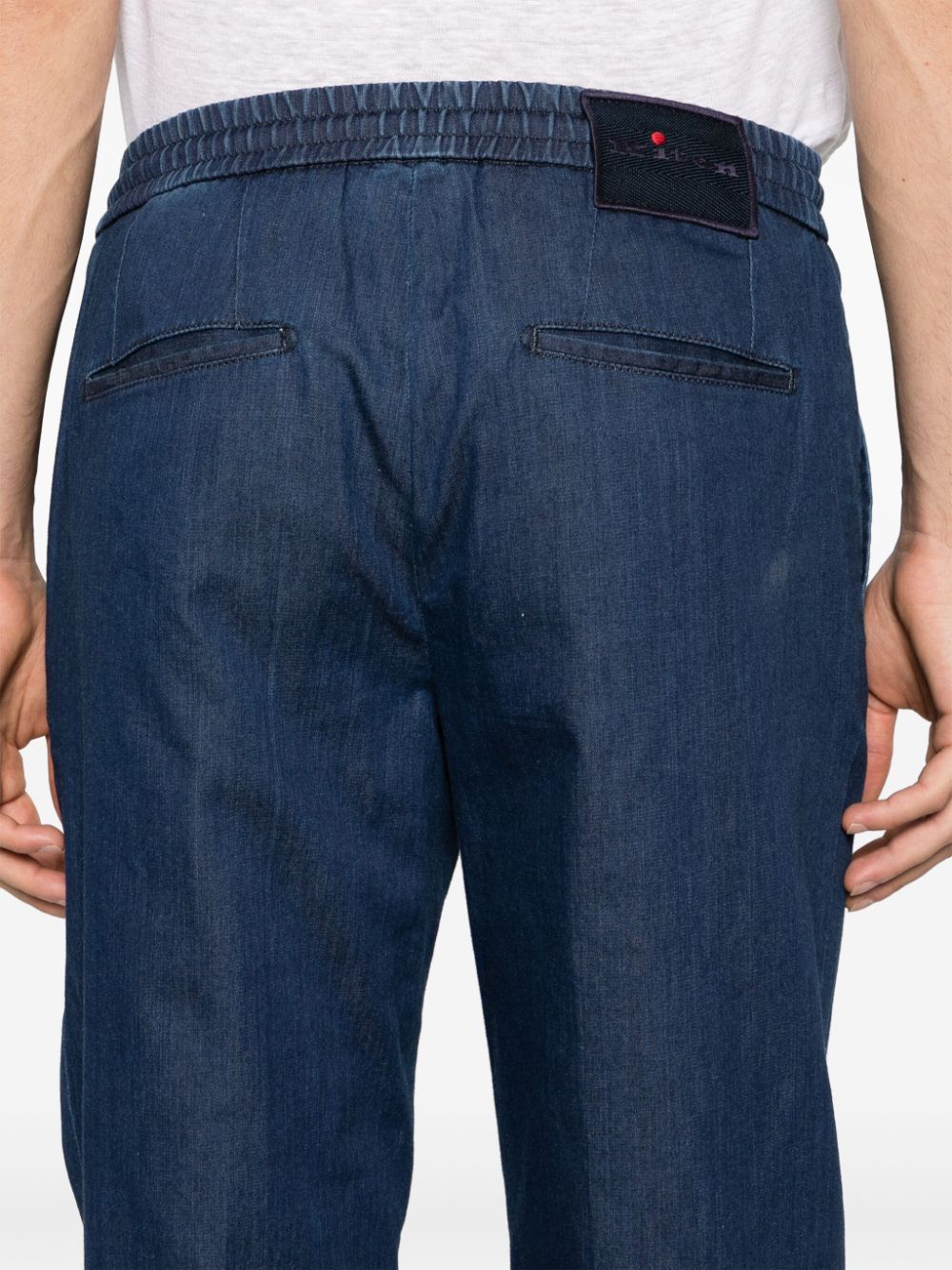 Shop Kiton Elasticated-waist Slim-cut Trousers In Blue
