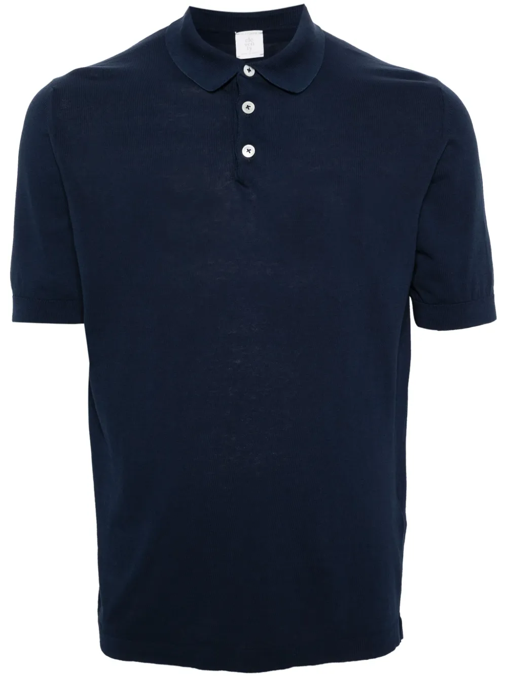 Shop Eleventy Fine-knit Cotton Polo Shirt In Blue