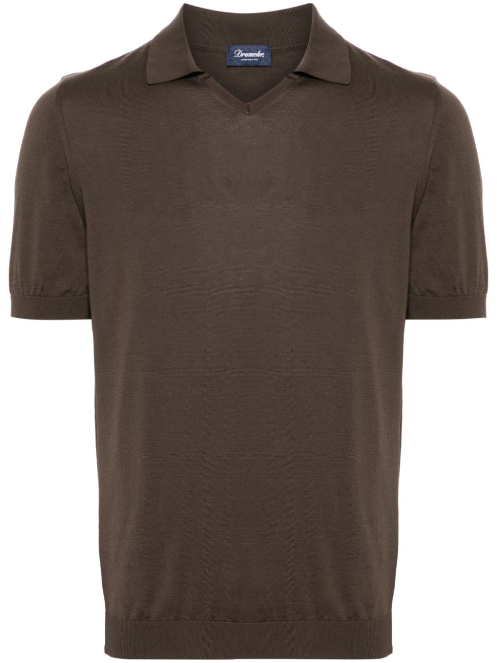 Shop Drumohr Fine-knit Cotton Polo Shirt In Brown