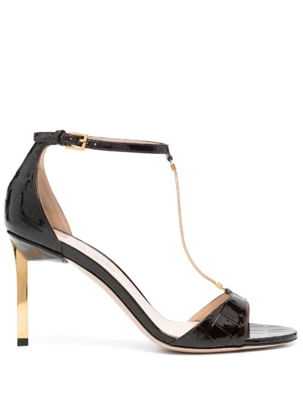 TOM FORD 85mm chain-embellished Sandals Brown FARFETCH