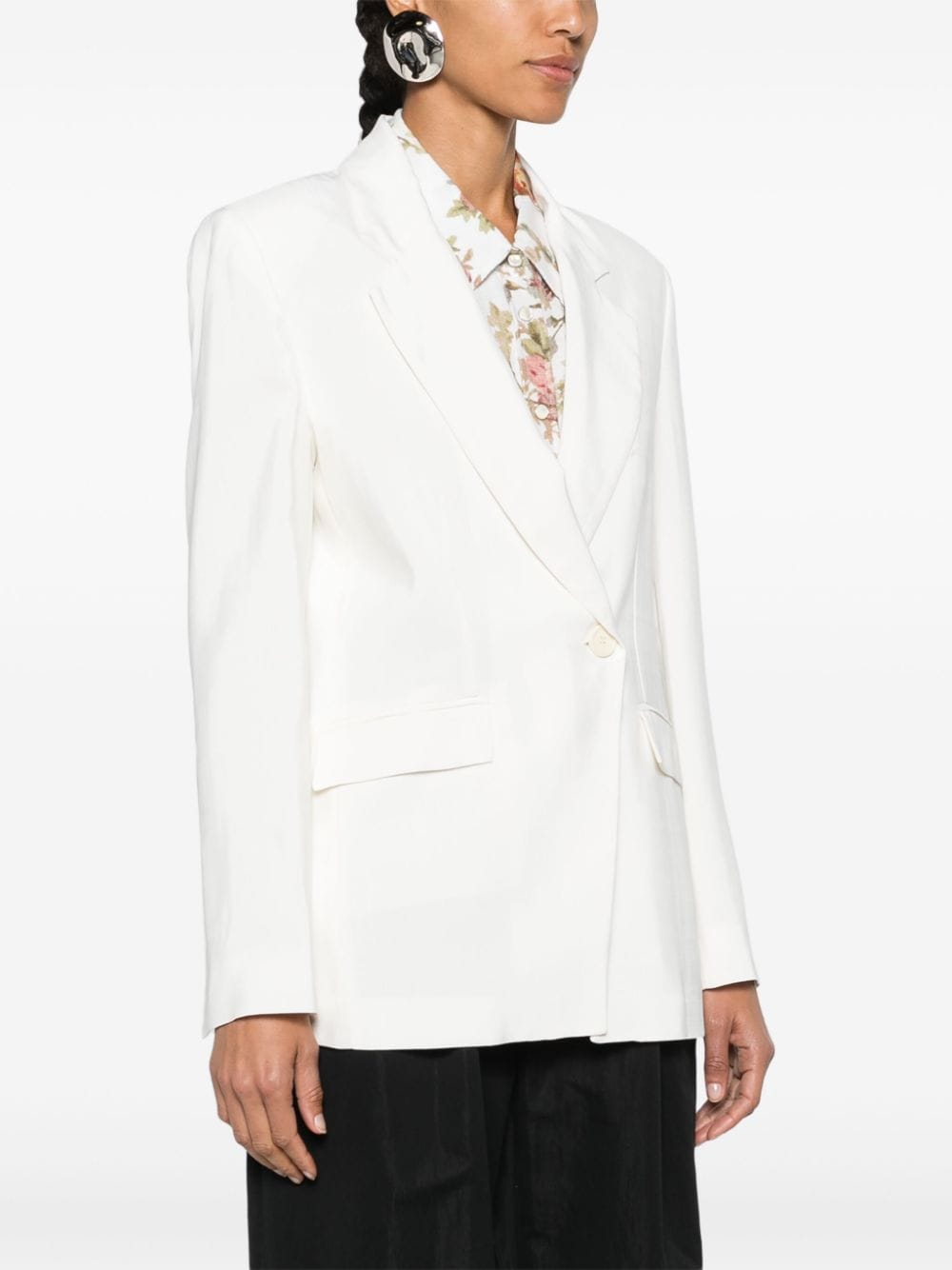 Shop Semicouture Armoured Double-breasted Blazer In Neutrals