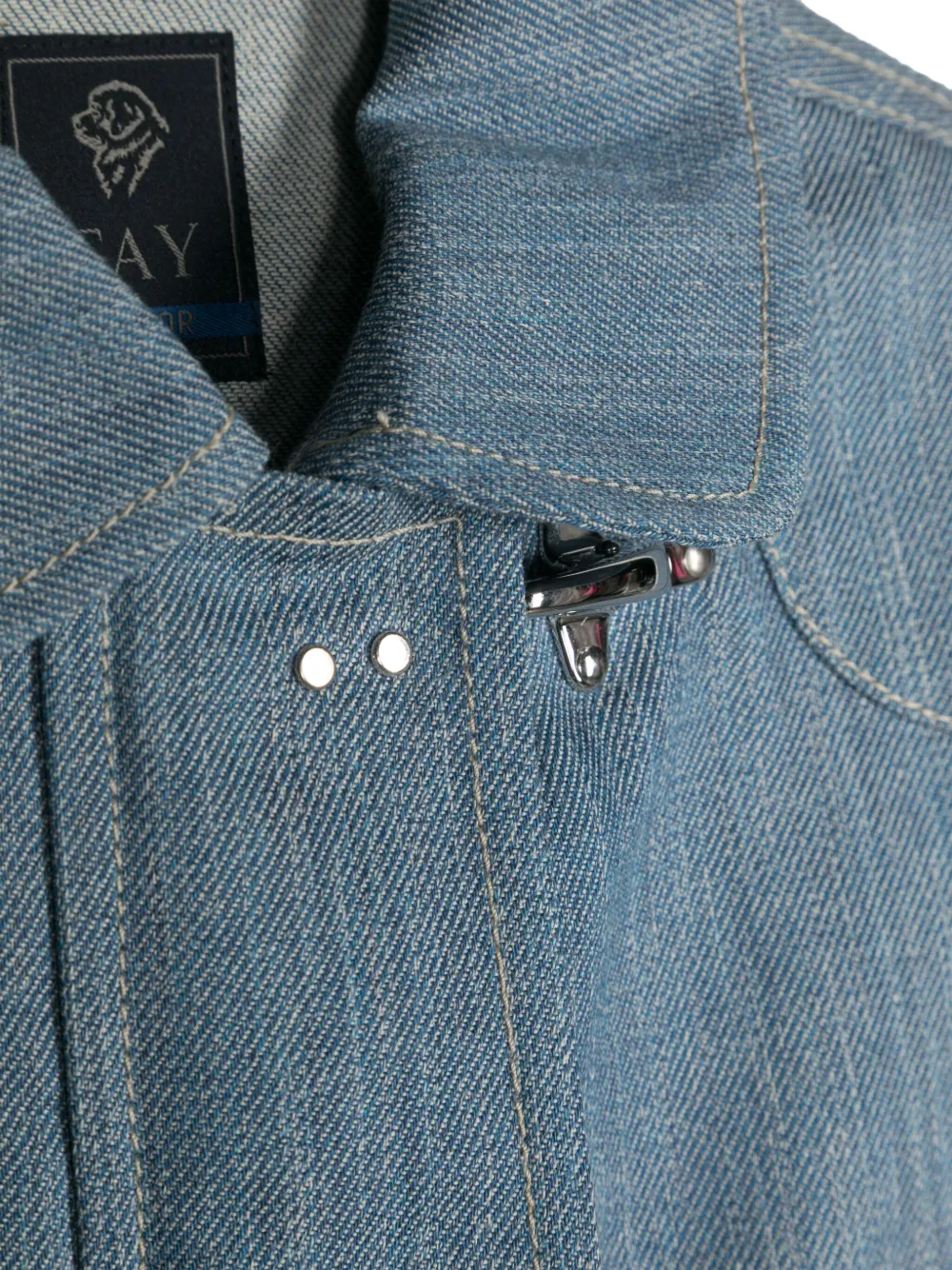 Shop Fay Frayed-detail Denim Gilet In Blue