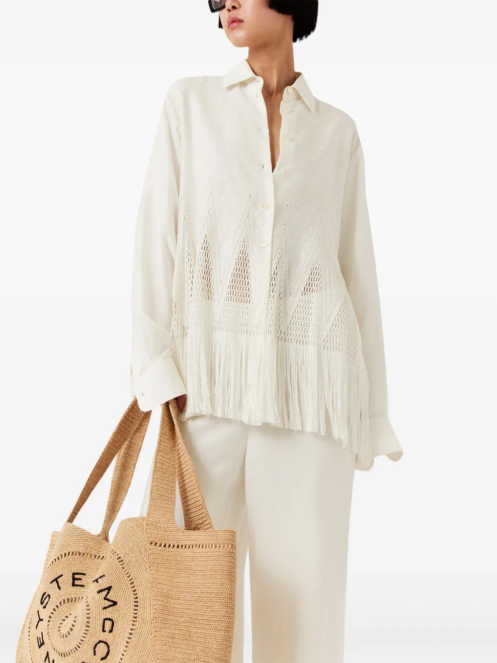 Stella McCartney open-knit fringe shirt Women