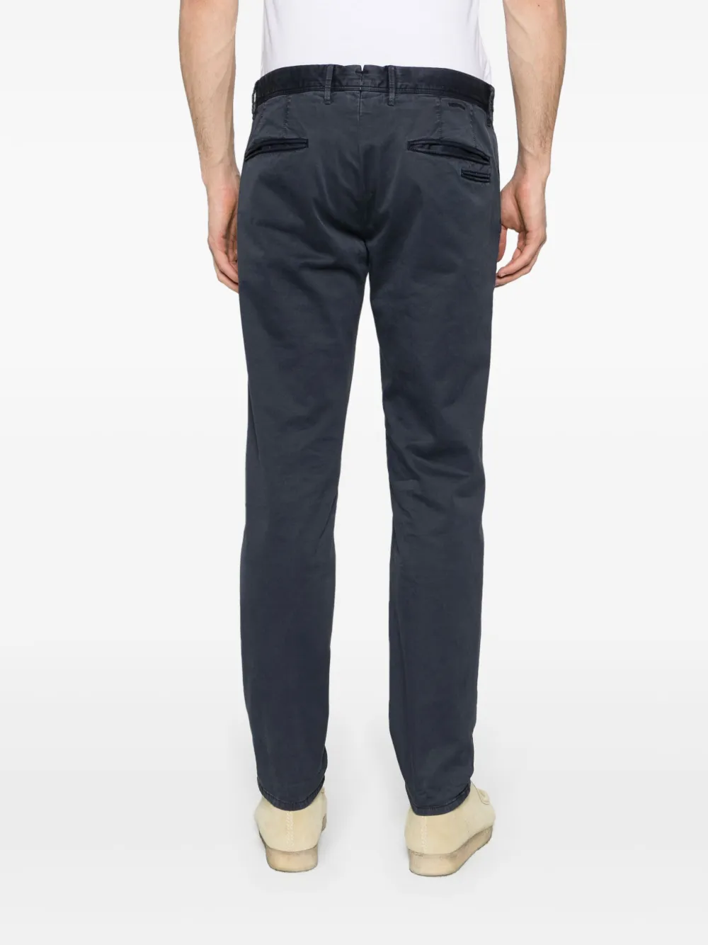 Shop Incotex Tapered-leg Cotton Chino Trousers In Blue