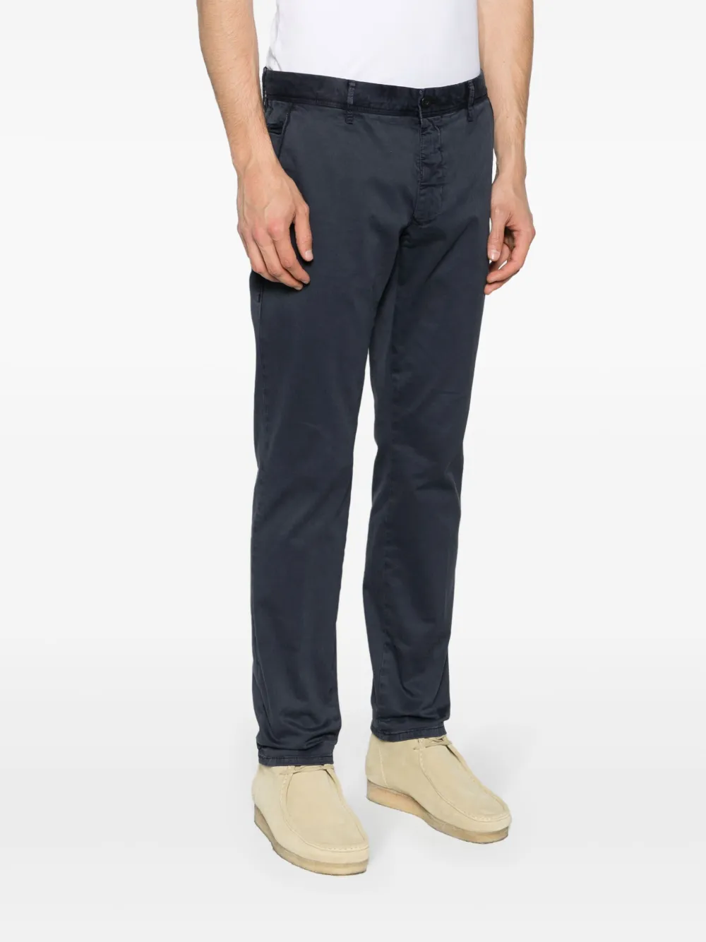 Shop Incotex Tapered-leg Cotton Chino Trousers In Blue