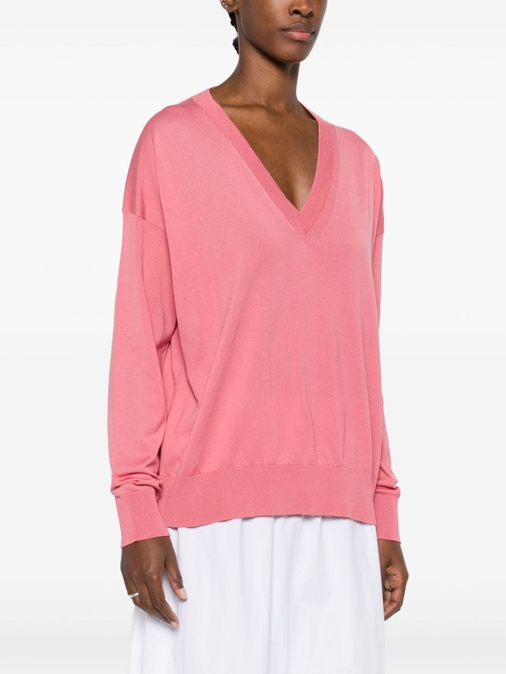 Shop Semicouture Long-sleeve Cotton Jumper In Pink