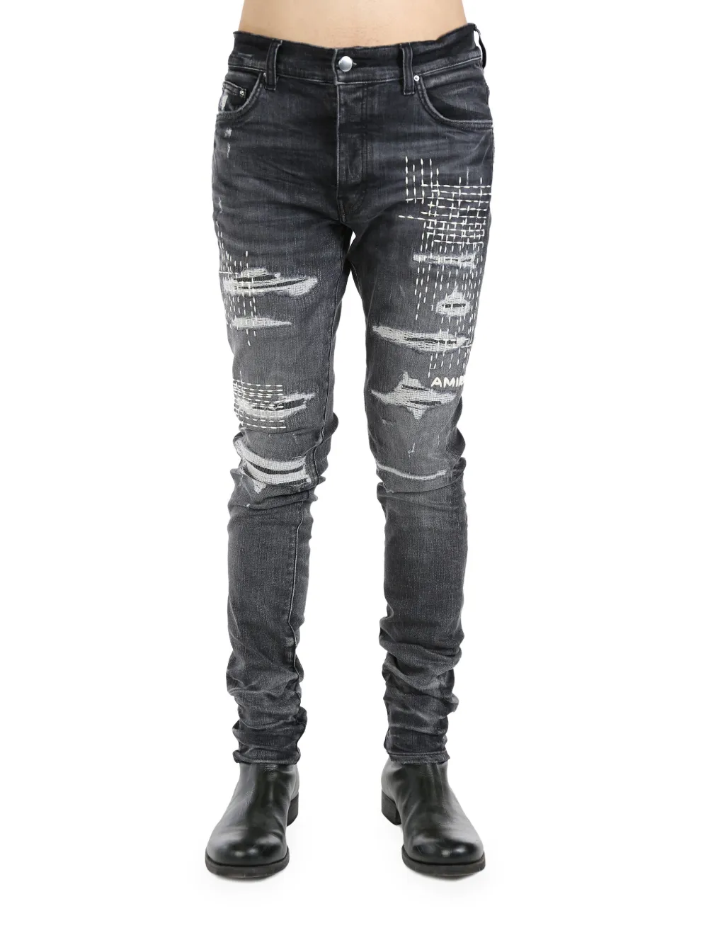 AMIRI Boro Repair skinny jeans - Grau