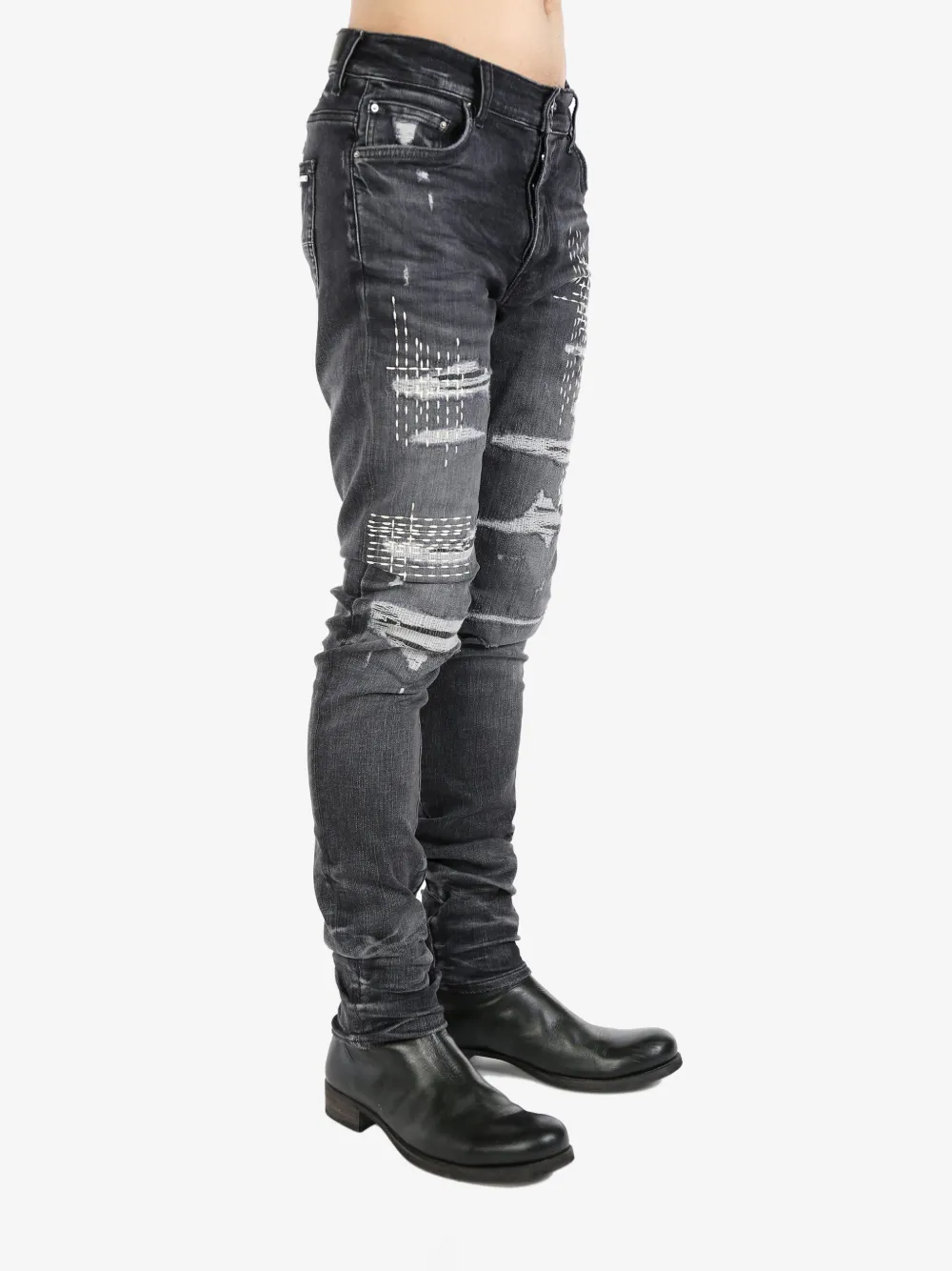 AMIRI Boro Repair skinny jeans Grijs