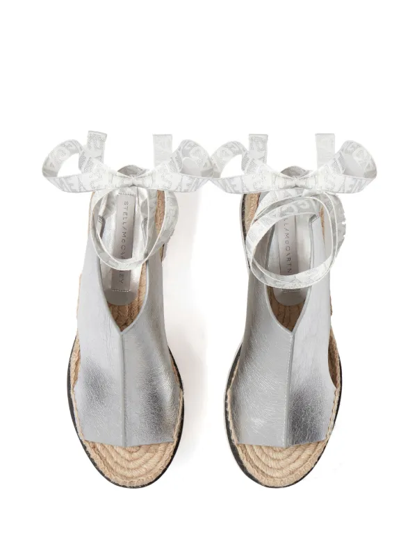 Stella McCartney Gaia logo-print Sandals | Silver | FARFETCH