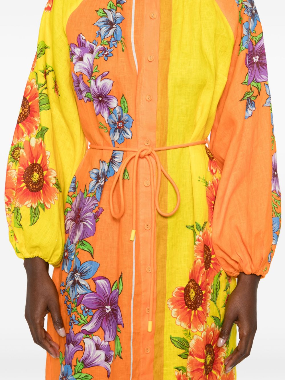 Shop Alemais Jude Linen Shirt Dress In Orange