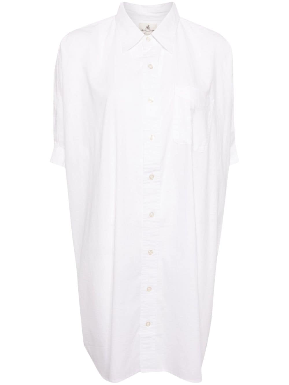 Denimist Oversized Cuffed Shirt Dress In White