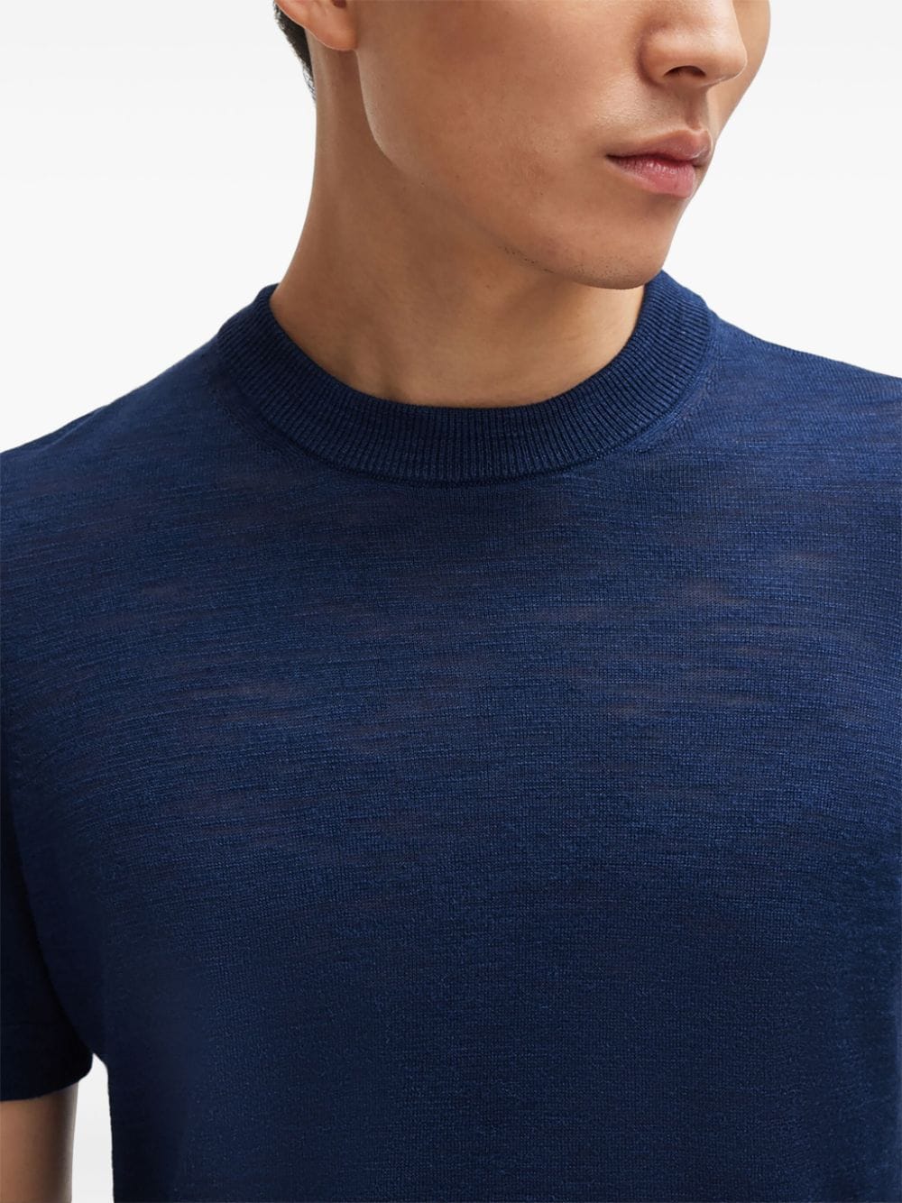 Shop Hugo Boss Fine-knit Silk Jumper In Blue