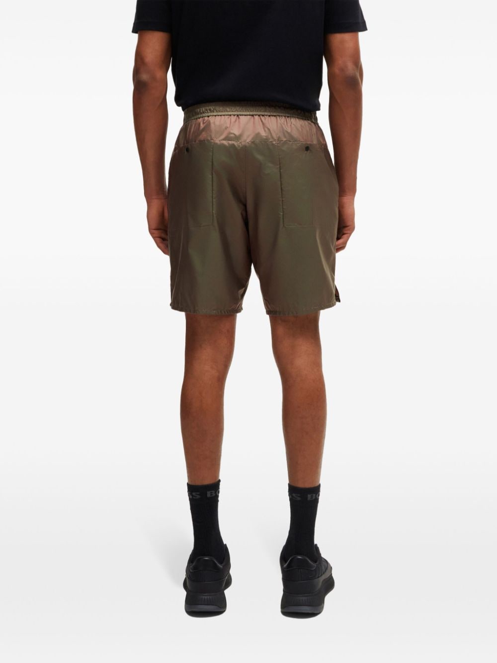 Shop Hugo Boss Elasticated-waistband Track Shorts In Green