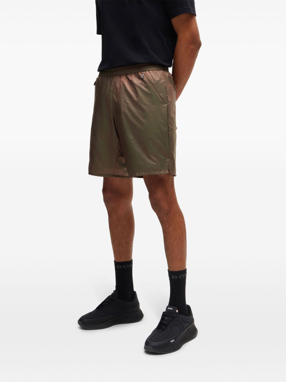 Shop Hugo Boss Elasticated-waistband Track Shorts In Green