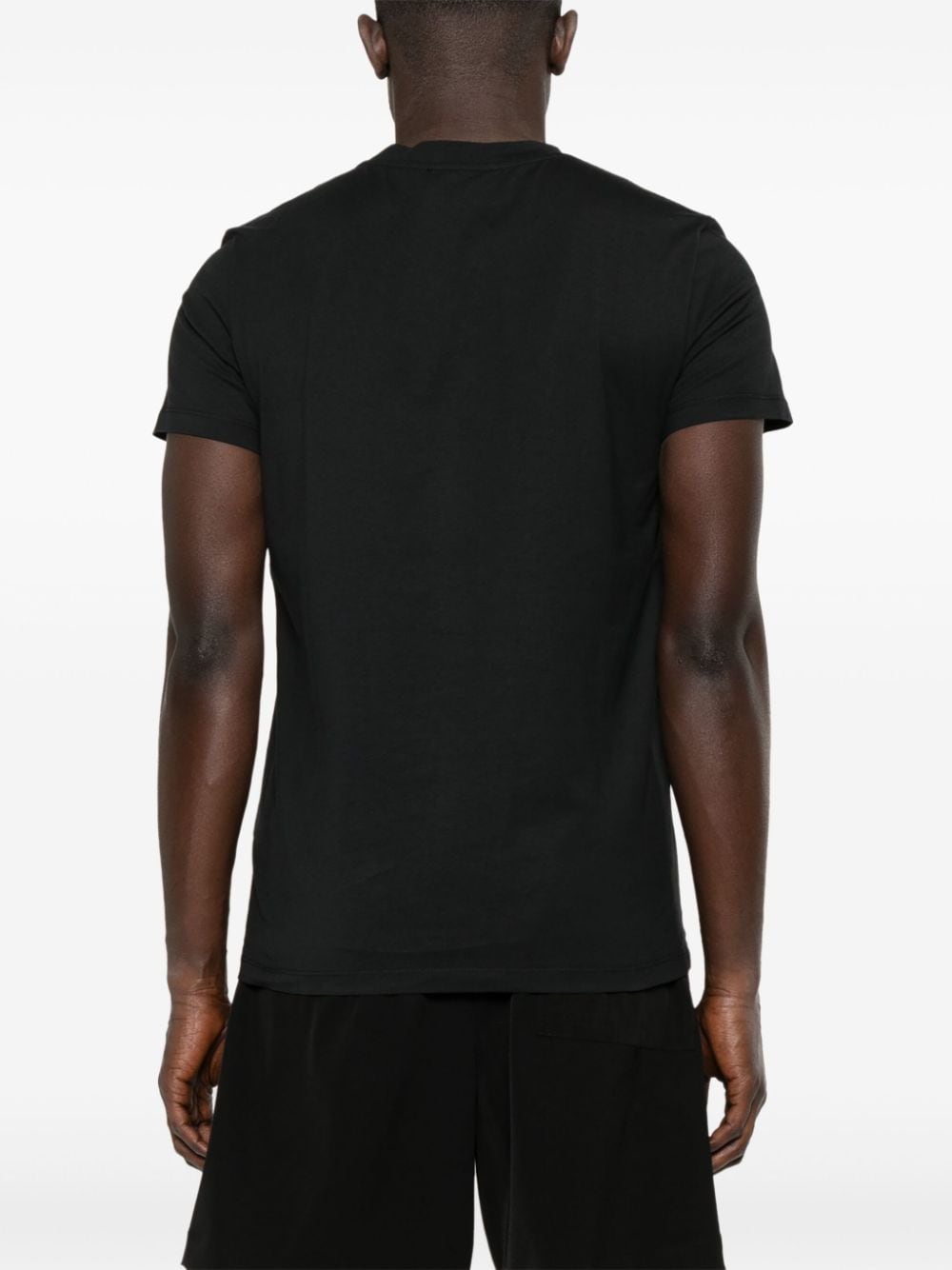 Shop Balmain Logo-flocked Cotton T-shirt In Black