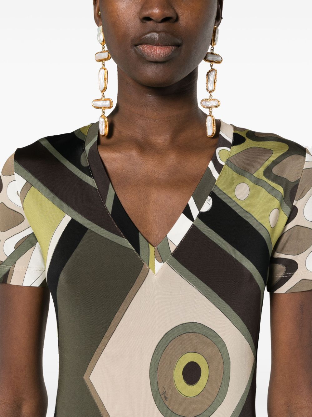 Shop Pucci Vivara-print Satin T-shirt In Green