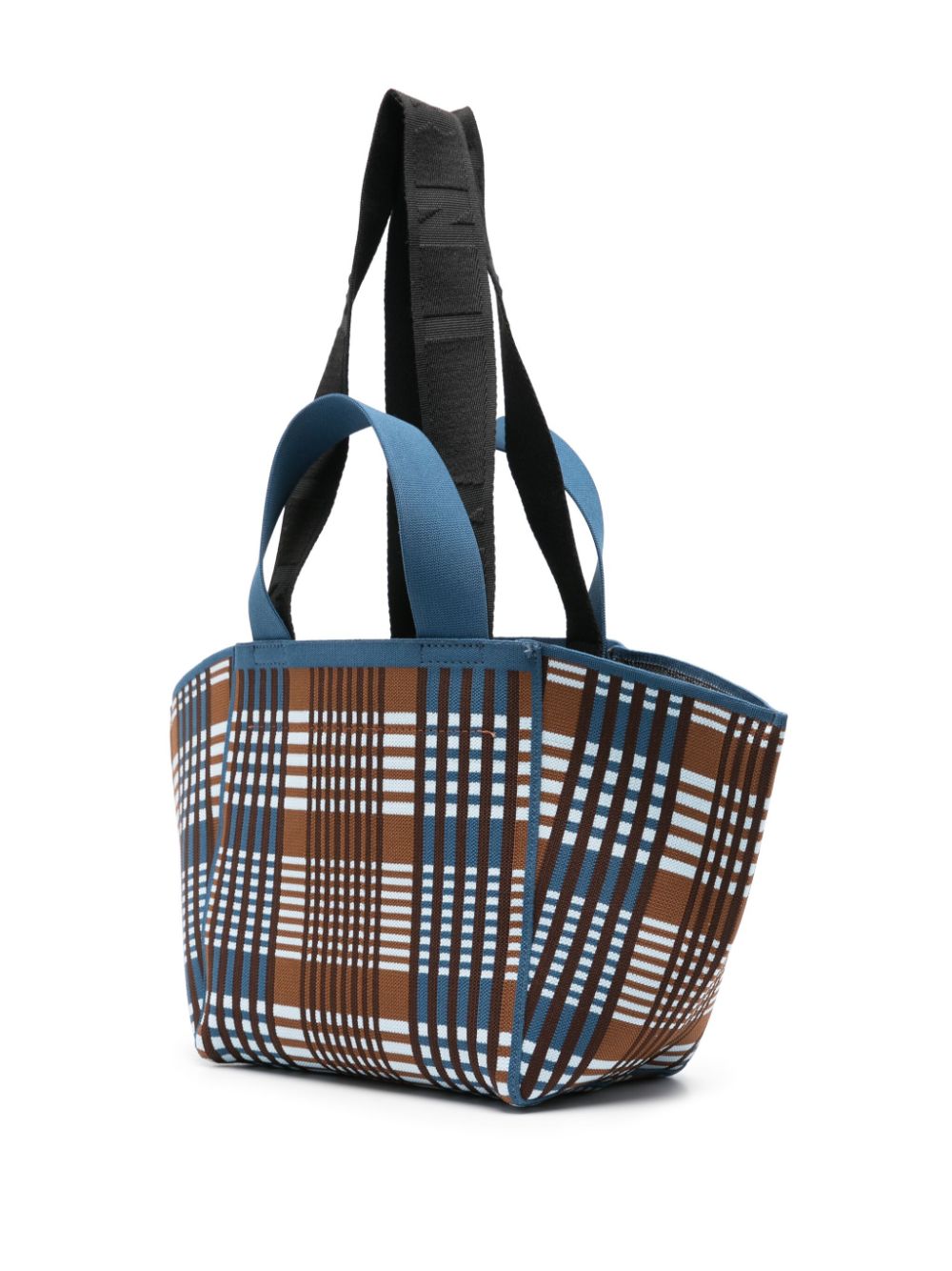 Marni Geruite shopper Blauw