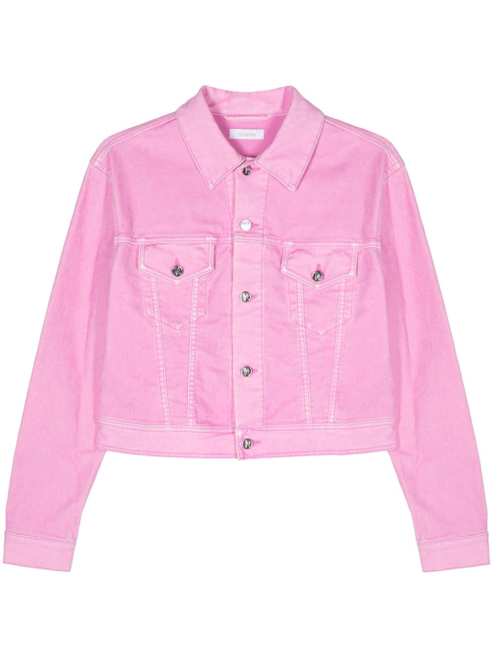 Rabanne Velour Denim Jacket In Pink