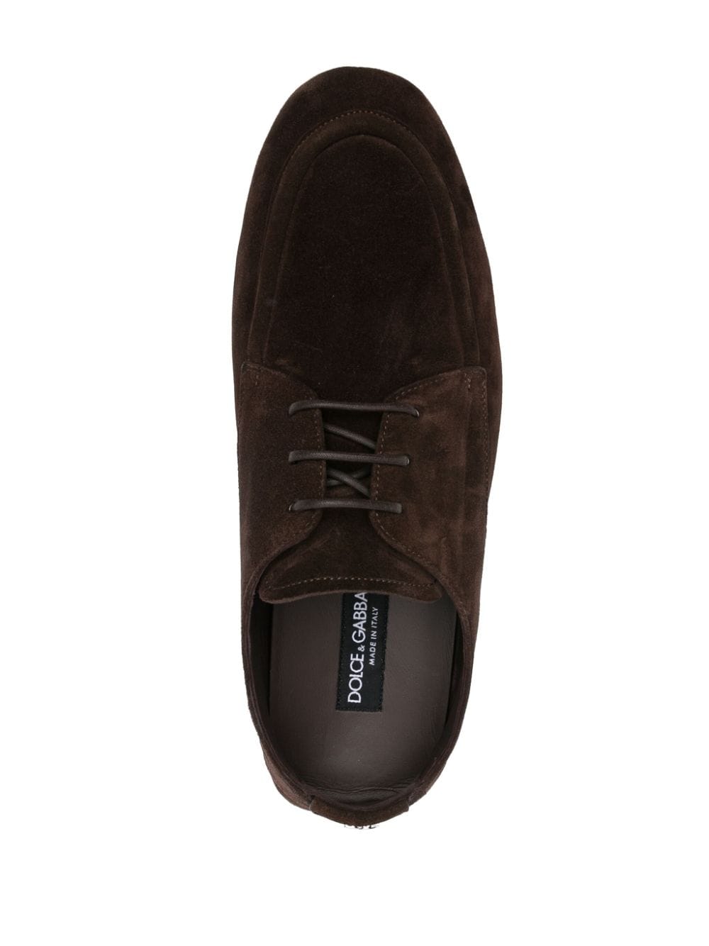 Shop Dolce & Gabbana Logo-plaque Suede Derby Shoes In Brown