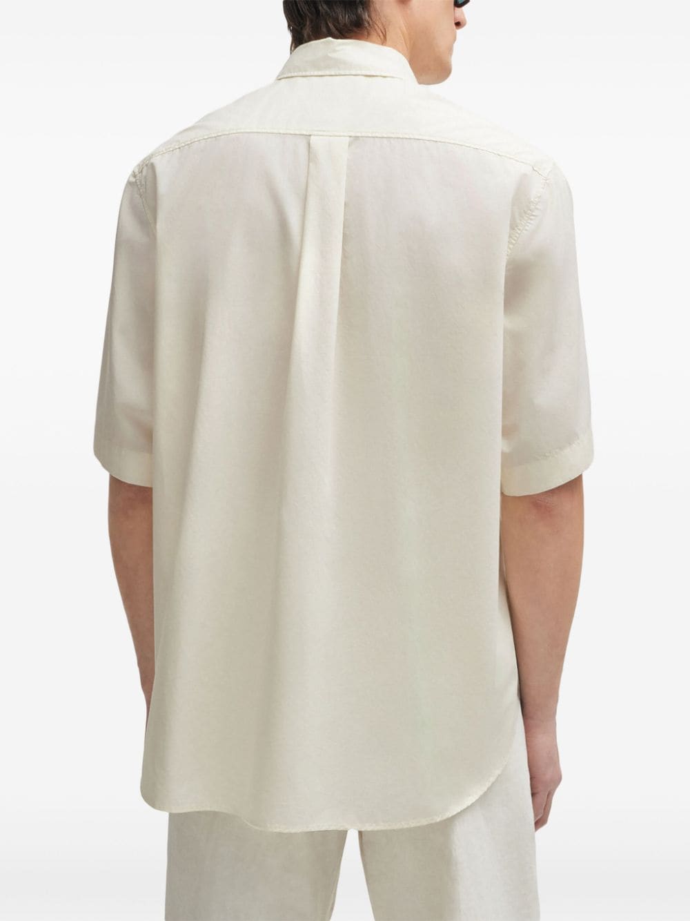Shop Hugo Boss Short-sleeve Cotton Shirt In Neutrals