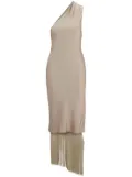 BOSS fringed one-shoulder midi dress - Neutrals