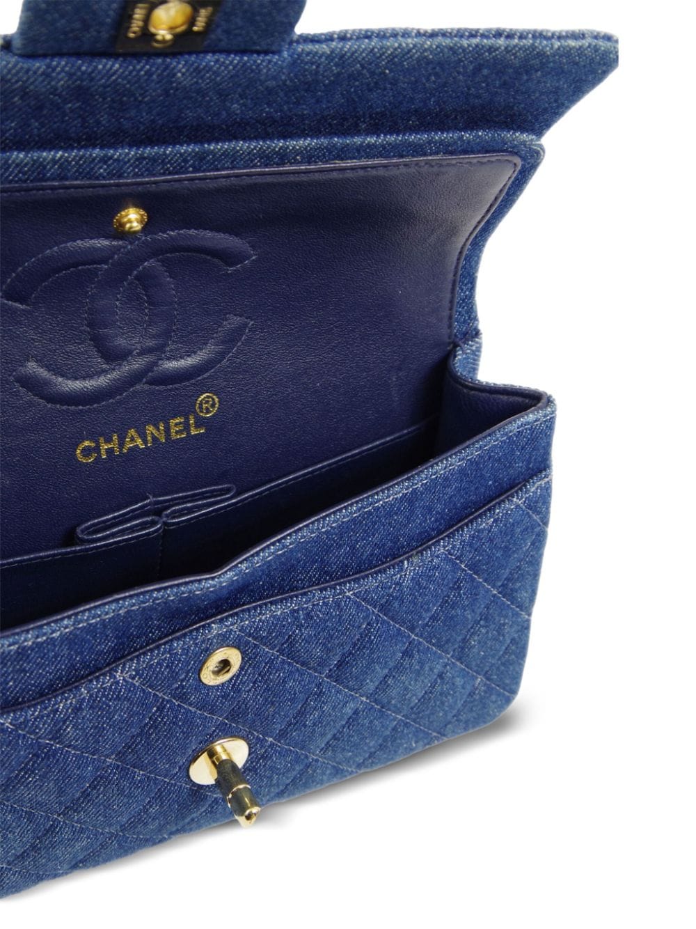 Pre-owned Chanel Double Flap 中号单肩包（1990年典藏款） In Blue