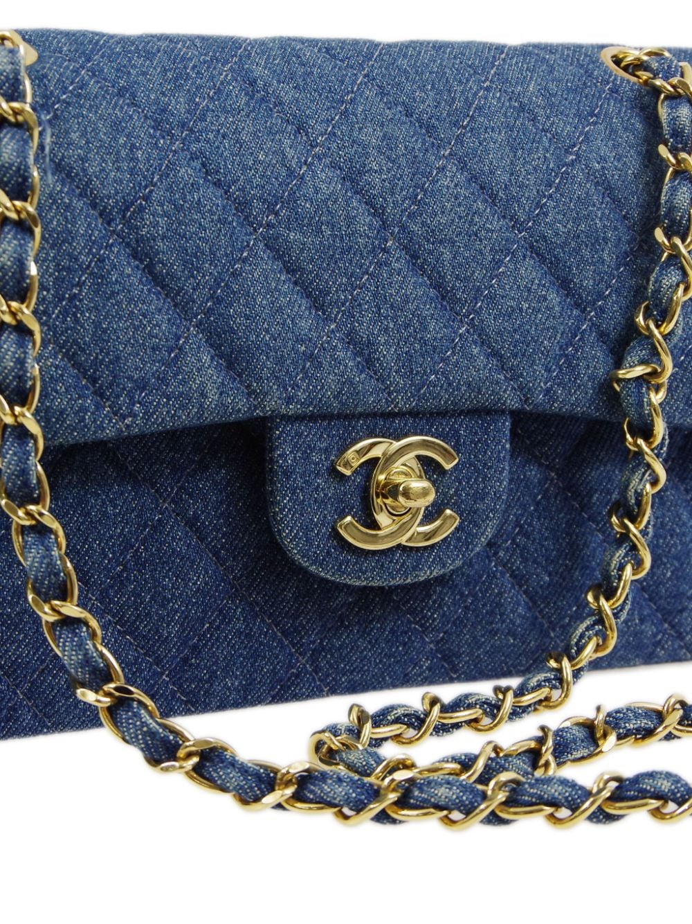 Pre-owned Chanel Double Flap 中号单肩包（1990年典藏款） In Blue